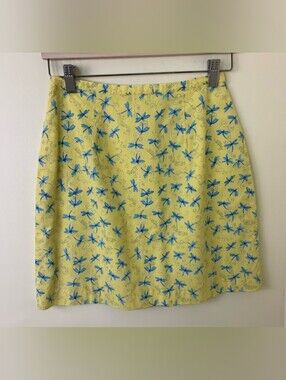 Lilly Pulitzer Yellow & Blue A-Line Dragonfly Skirt in Size 4 Like new No Flaws